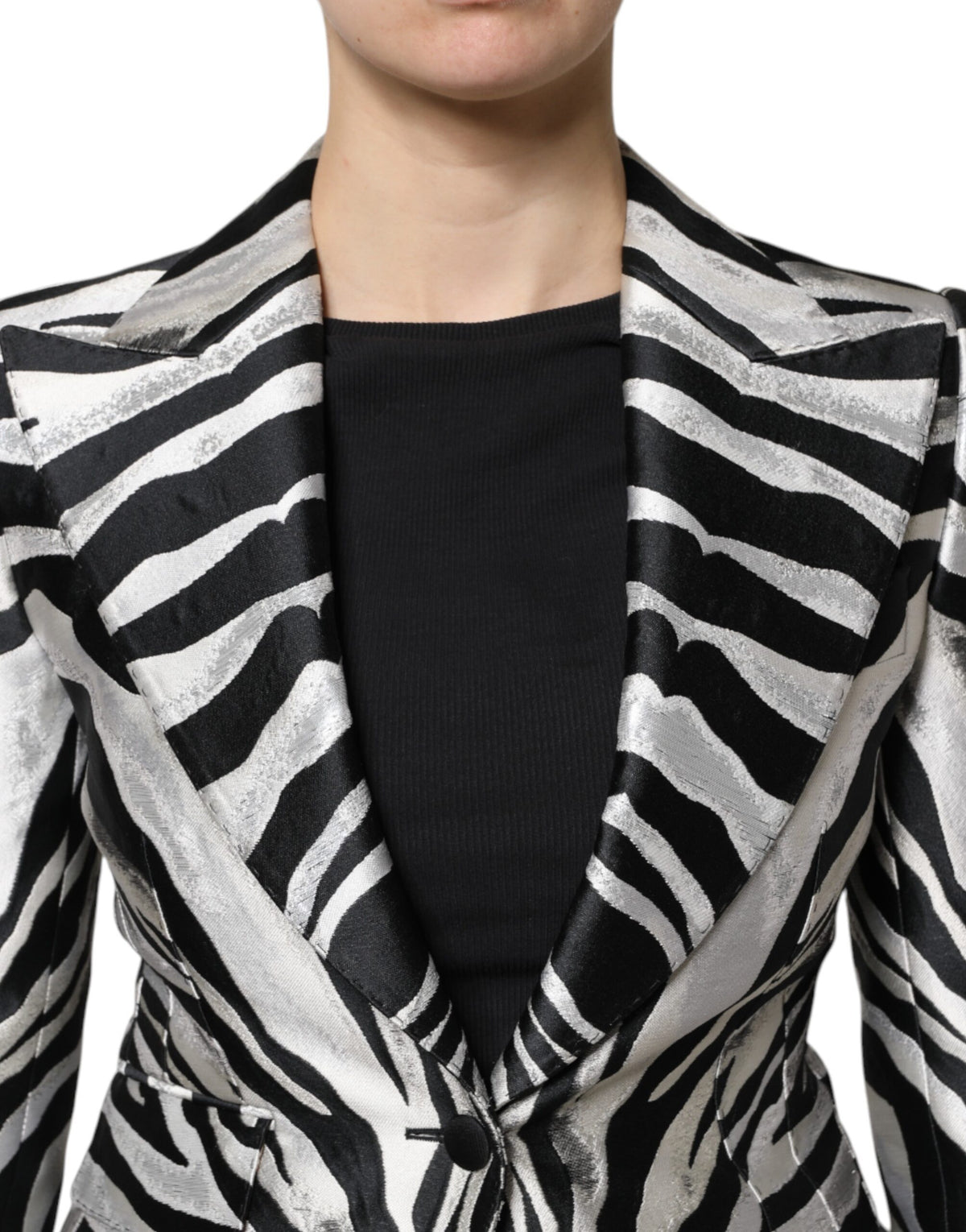 Dolce & Gabbana Schwarze Damen-Blazerjacke aus Polyester und Silber