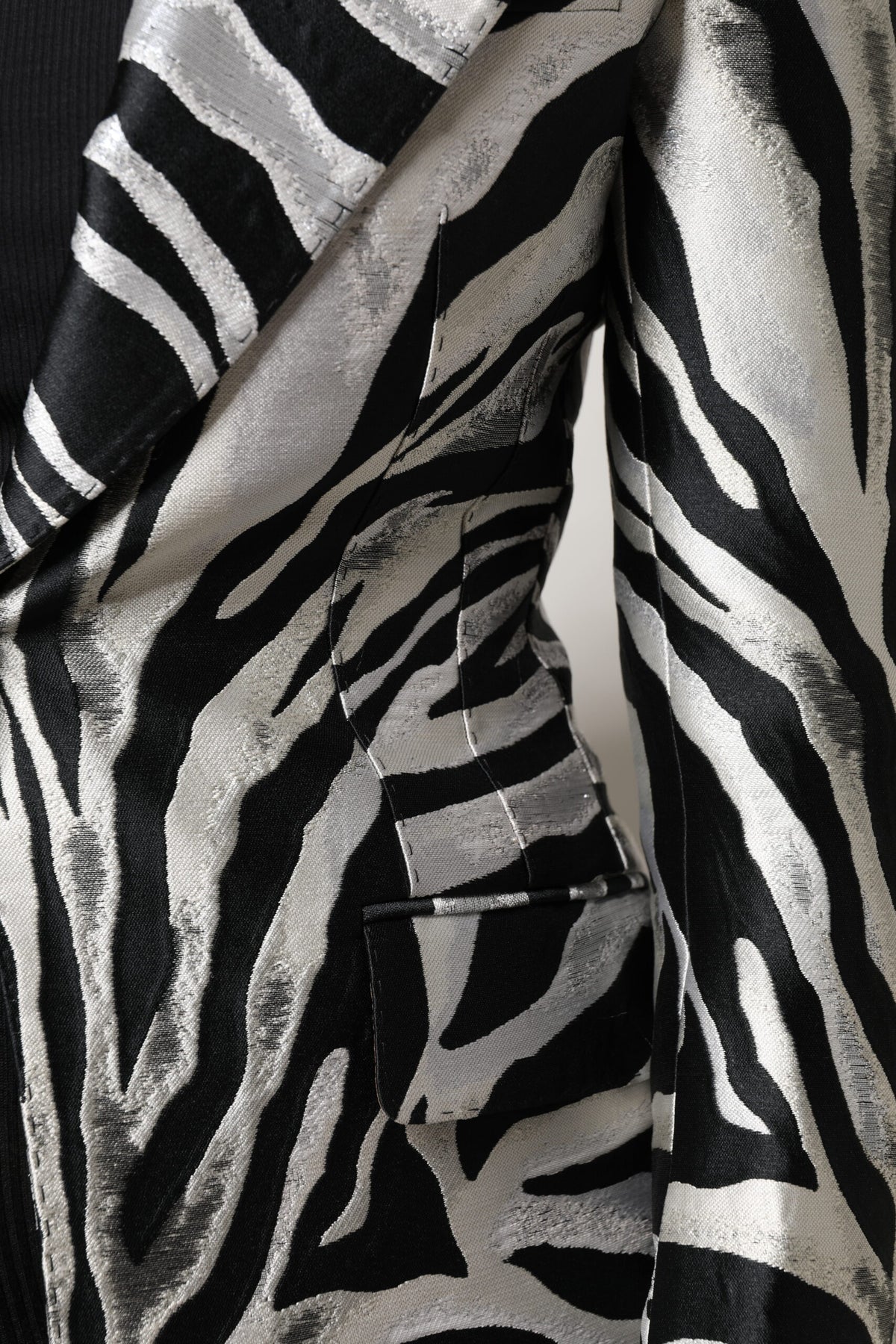 Dolce & Gabbana Schwarze Damen-Blazerjacke aus Polyester und Silber