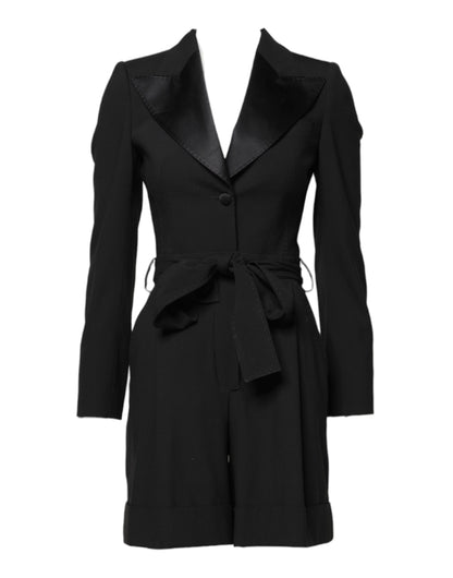 Dolce &amp; Gabbana Schwarzes Woll-Jumpsuit-Kleid Damen Manteljacke