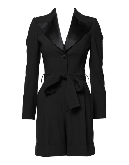 Dolce &amp; Gabbana Schwarzes Woll-Jumpsuit-Kleid Damen Manteljacke