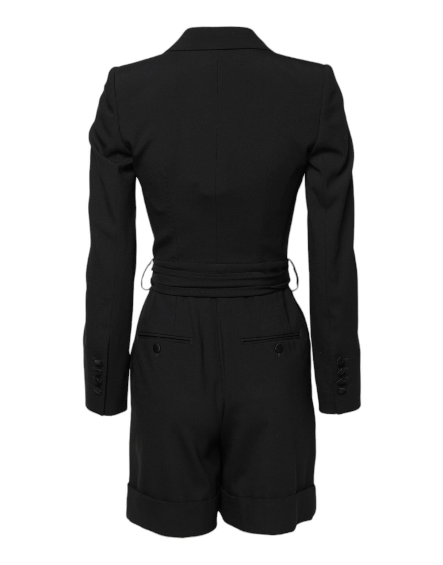 Dolce &amp; Gabbana Schwarzes Woll-Jumpsuit-Kleid Damen Manteljacke