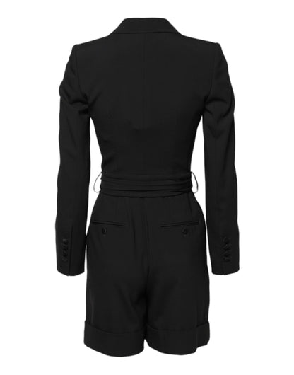 Dolce &amp; Gabbana Schwarzes Woll-Jumpsuit-Kleid Damen Manteljacke