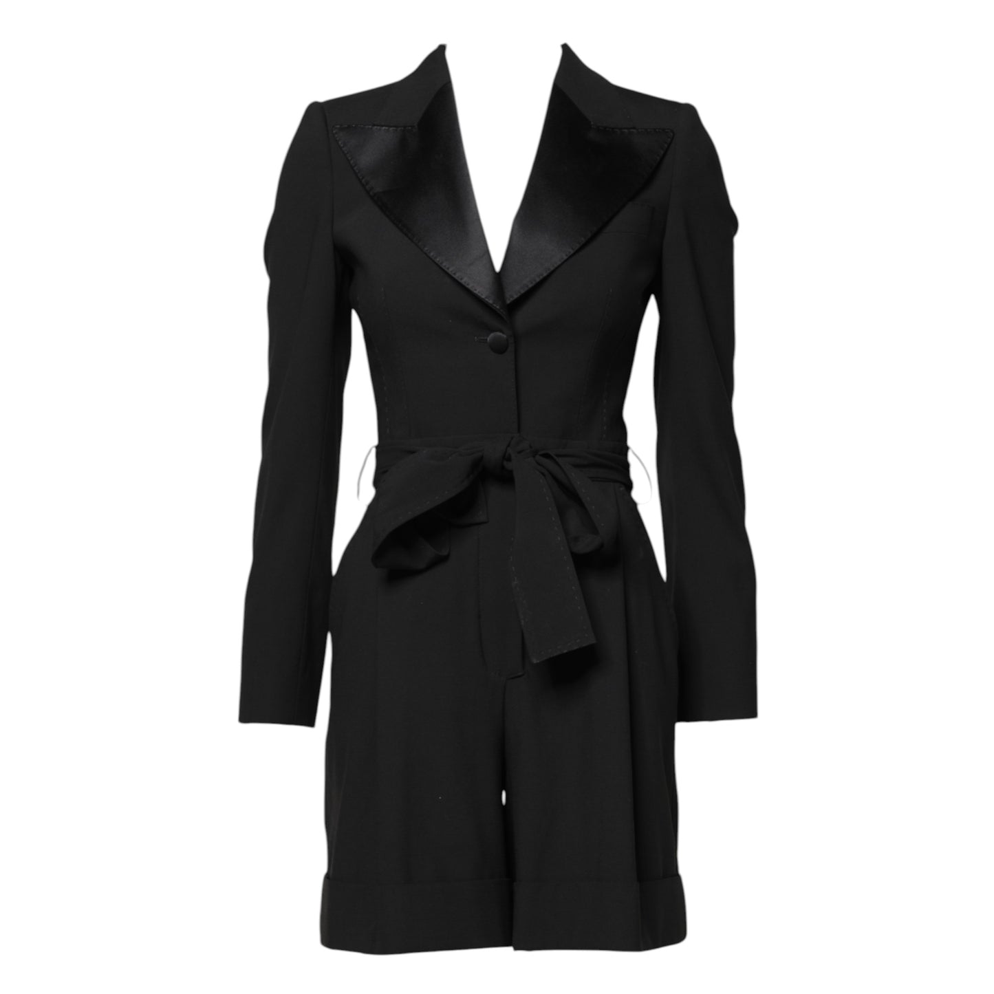Dolce &amp; Gabbana Schwarzes Woll-Jumpsuit-Kleid Damen Manteljacke