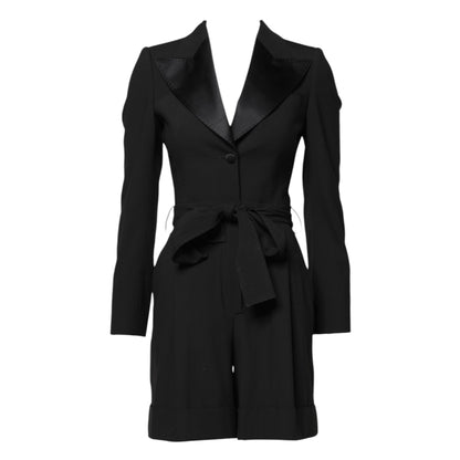 Dolce &amp; Gabbana Schwarzes Woll-Jumpsuit-Kleid Damen Manteljacke