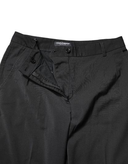 Dolce &amp; Gabbana Schwarze, schmale Hose aus Polyester mit hoher Taille