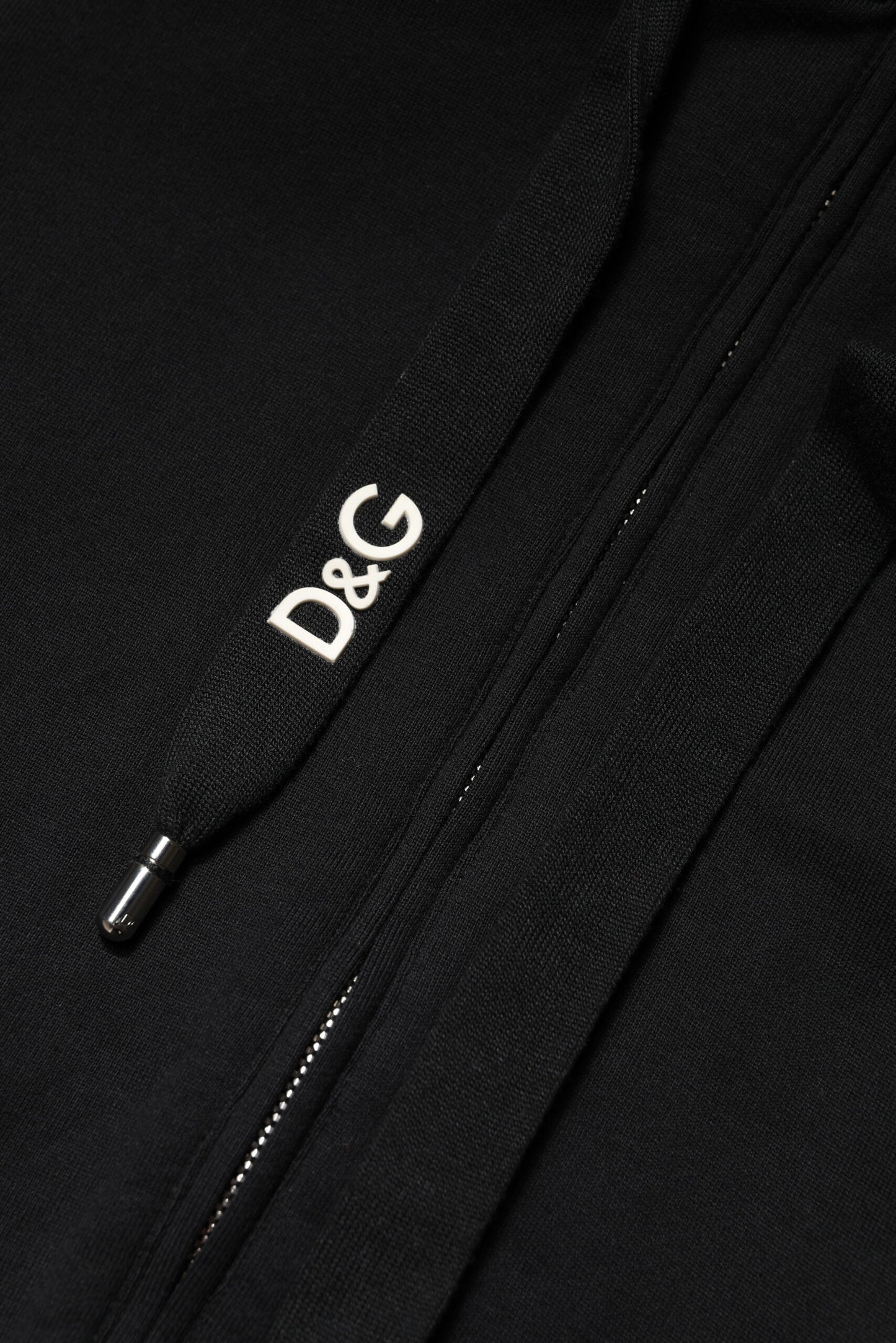 Dolce &amp; Gabbana – Schwarzes Sweatshirt aus Baumwolle mit durchgehendem Reißverschluss und Kapuze