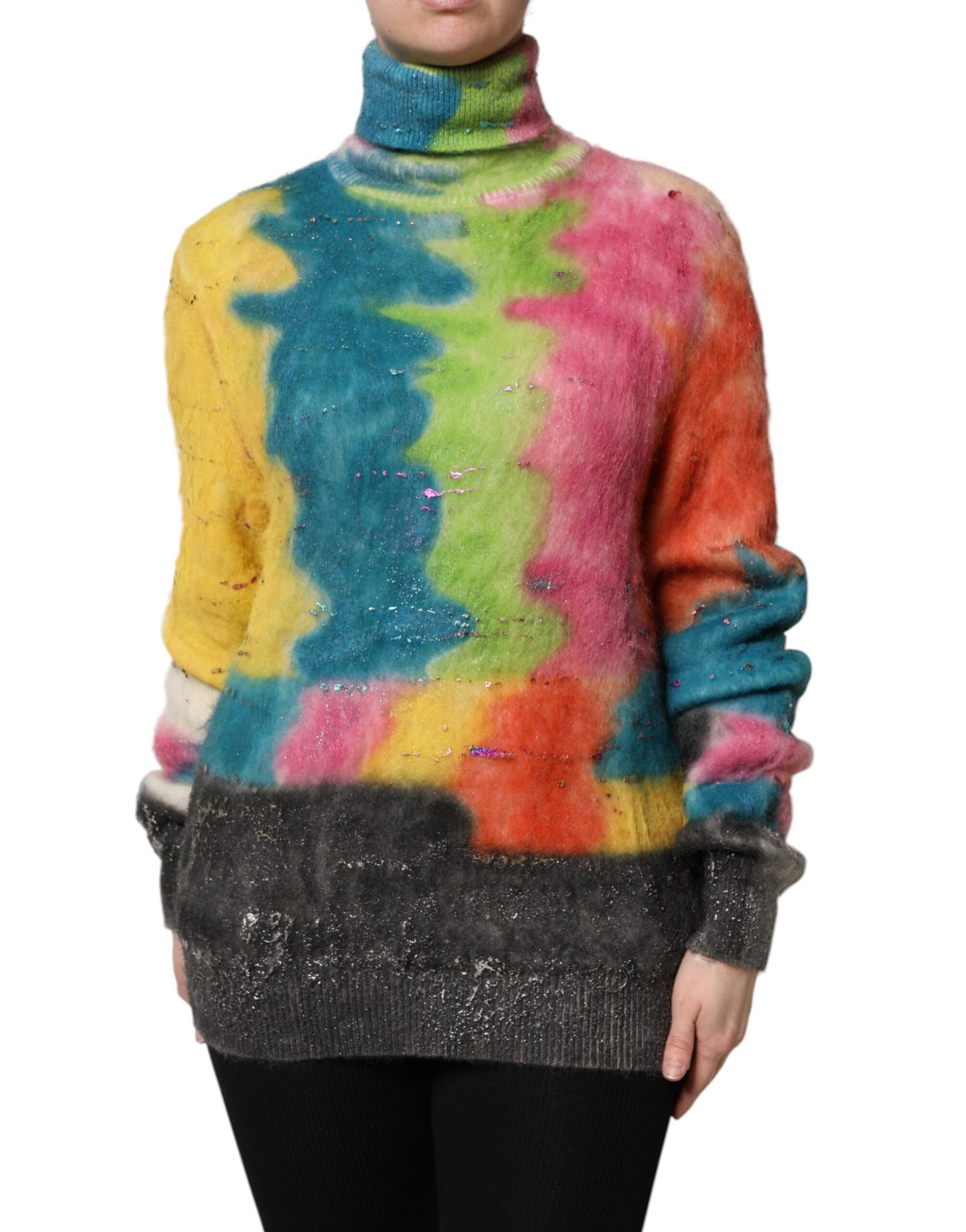 Dolce &amp; Gabbana Mehrfarbiger Rollkragenpullover aus Mohair