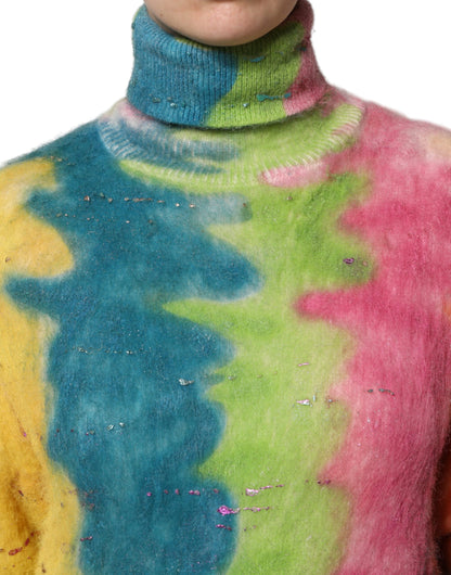 Dolce &amp; Gabbana Mehrfarbiger Rollkragenpullover aus Mohair