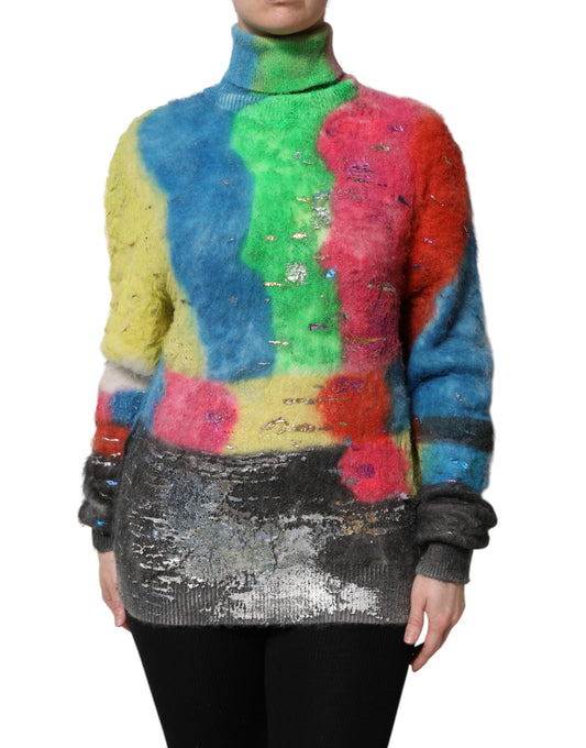 Dolce &amp; Gabbana Mehrfarbiger Rollkragenpullover aus Mohair