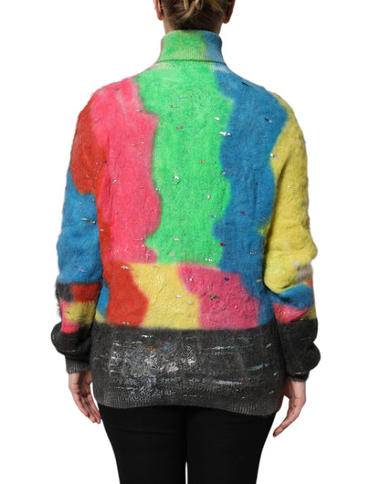 Dolce &amp; Gabbana Mehrfarbiger Rollkragenpullover aus Mohair