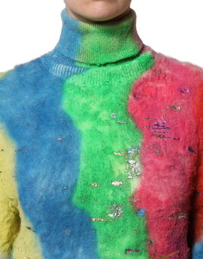 Dolce &amp; Gabbana Mehrfarbiger Rollkragenpullover aus Mohair