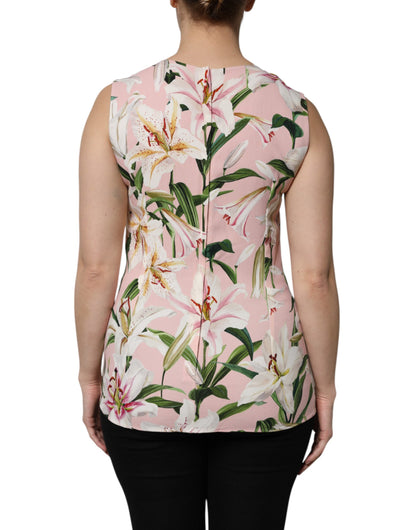 Dolce & Gabbana Multicolor Floral Print Round Neck Tank Top