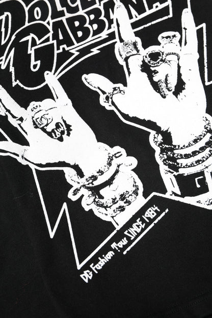Dolce & Gabbana Black Cotton Printed Short Sleeves T-shirt