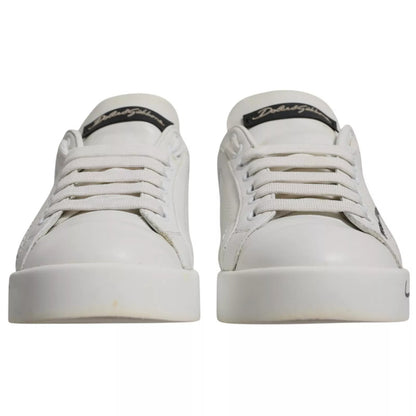 Dolce & Gabbana White Blue Logo Portofino Sneakers Shoes