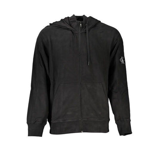 Calvin Klein – Schwarzer Baumwollpullover für Herren mit Kapuze und Taschen