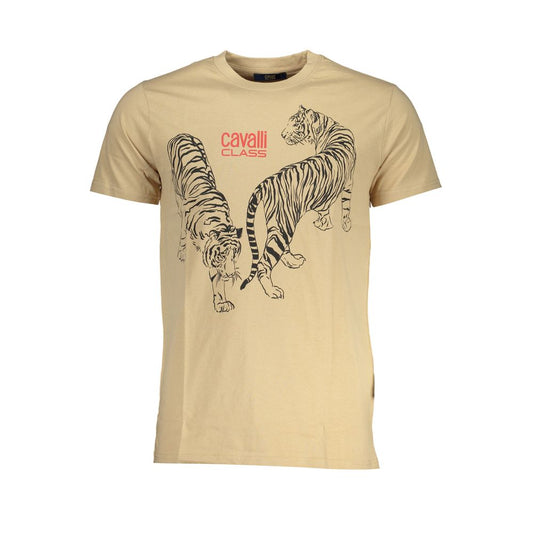 Cavalli Class – Beiges Baumwoll-T-Shirt