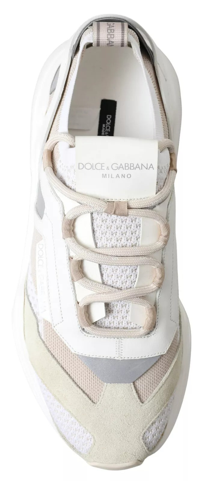 Dolce &amp; Gabbana Sneakers Weiß Beige Leder Sport DAYMASTER Schuhe