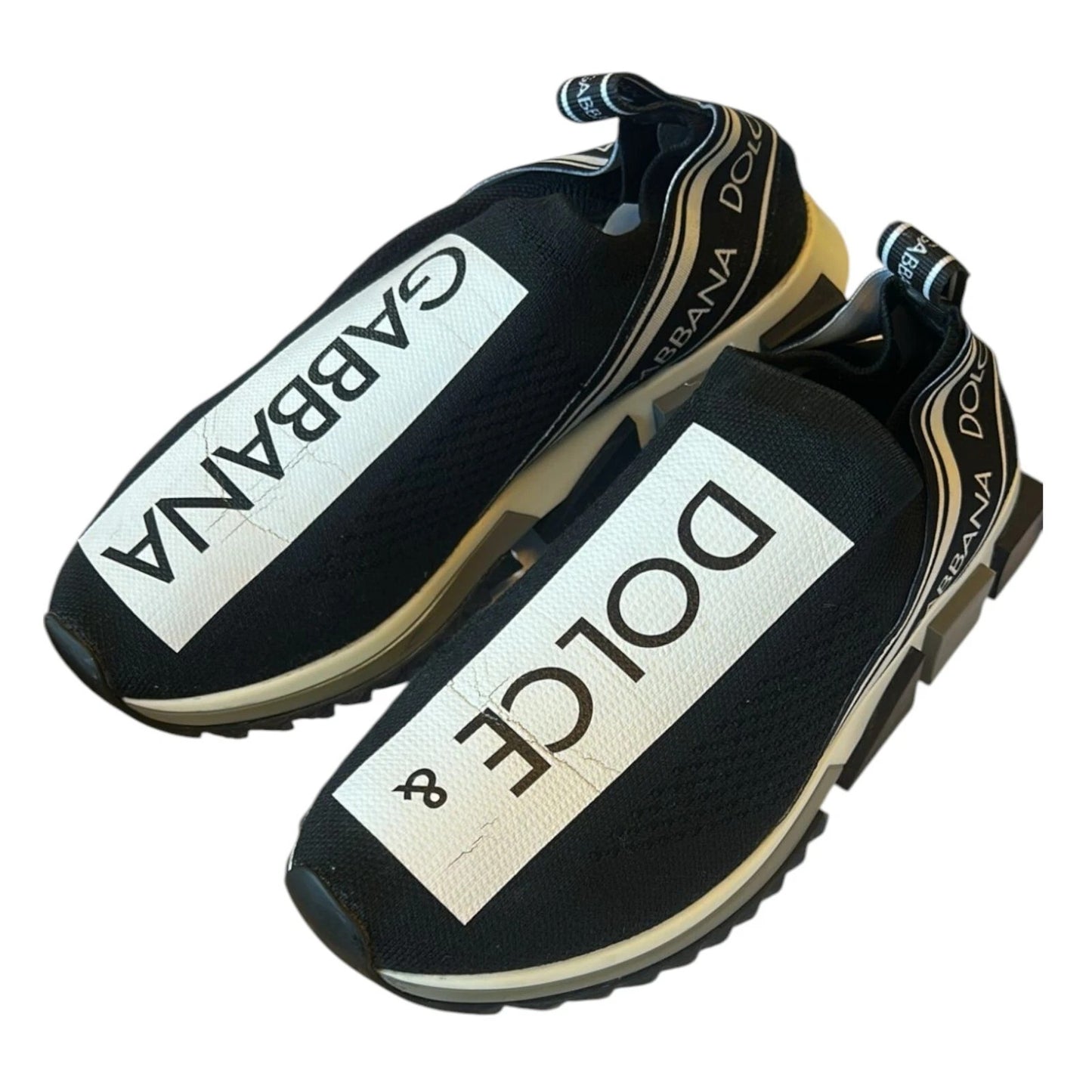 Dolce &amp; Gabbana Schwarz Weiß Slip On Sorrento Sneakers Schuhe