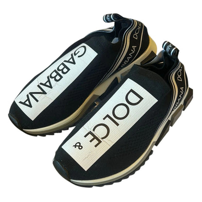 Dolce &amp; Gabbana Schwarz Weiß Slip On Sorrento Sneakers Schuhe