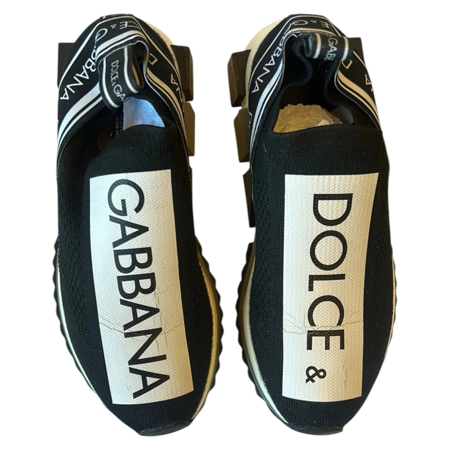 Dolce &amp; Gabbana Schwarz Weiß Slip On Sorrento Sneakers Schuhe