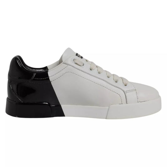 Dolce &amp; Gabbana Weiß Schwarz Logo Portofino Herren Sneaker Schuh