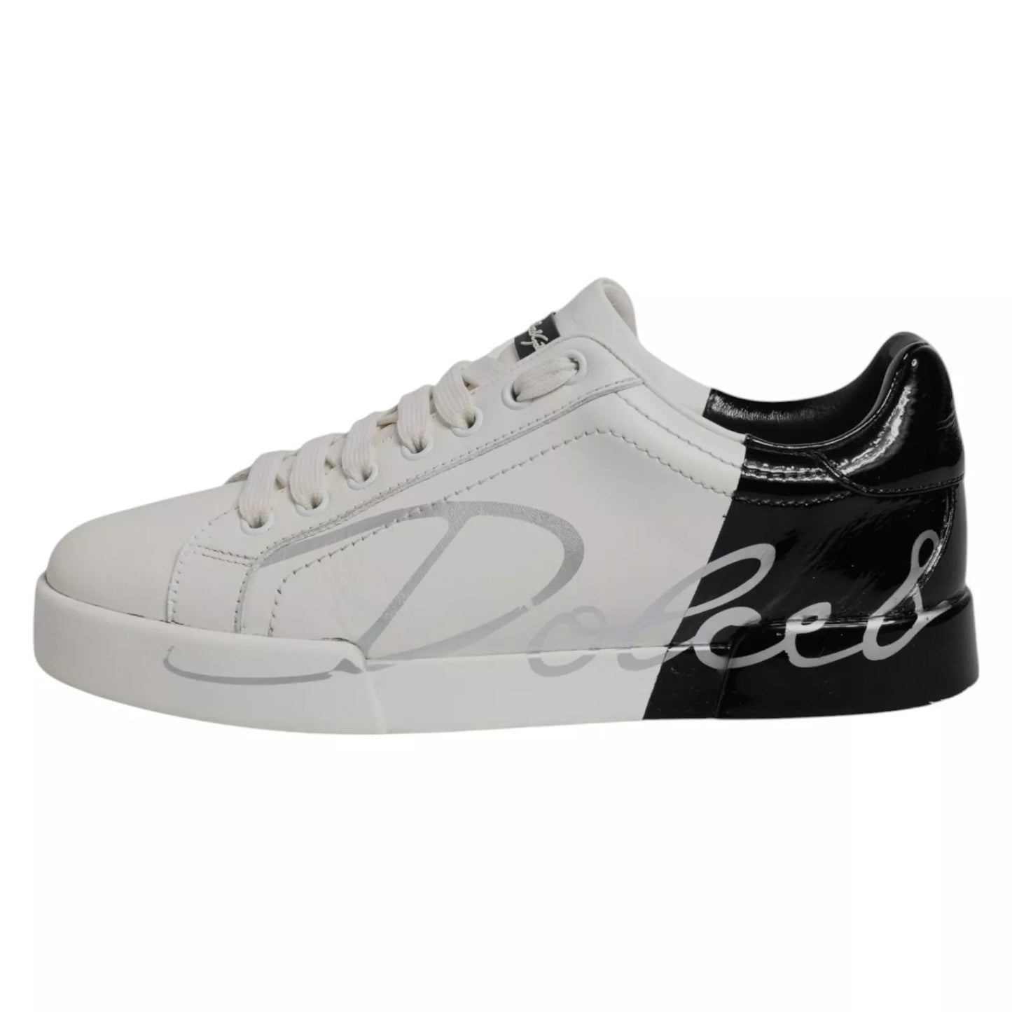 Dolce &amp; Gabbana Weiß Schwarz Logo Portofino Herren Sneaker Schuh