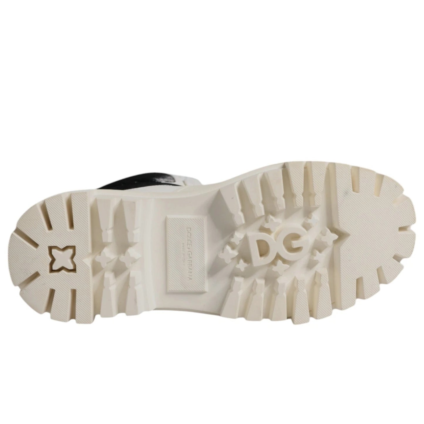 Dolce &amp; Gabbana – Weiße, gepolsterte Schnürstiefel mit halbhohem Schaft