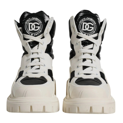 Dolce &amp; Gabbana – Weiße, gepolsterte Schnürstiefel mit halbhohem Schaft