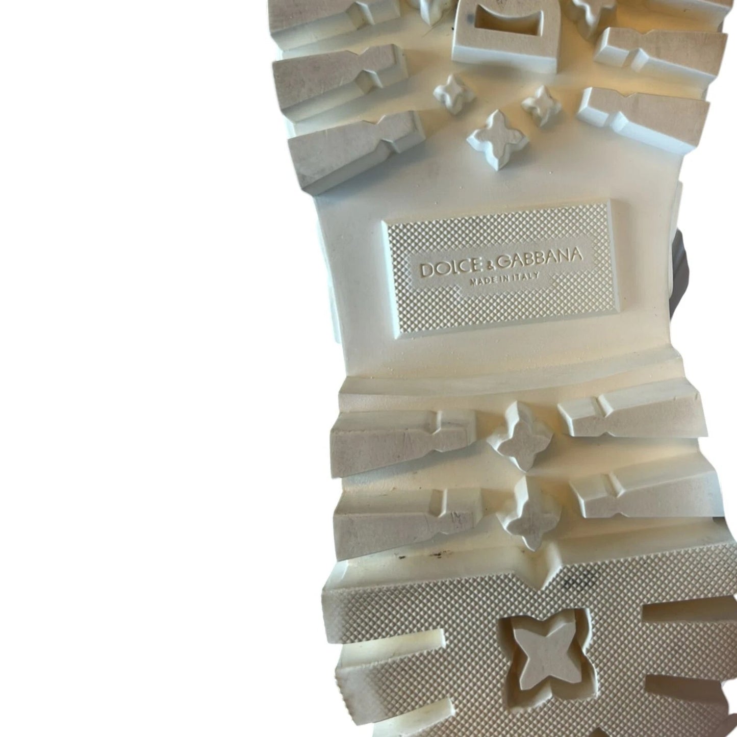 Dolce &amp; Gabbana Stiefeletten aus weißem Leder und Gummi mit Logo