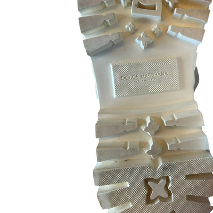 Dolce &amp; Gabbana Stiefeletten aus weißem Leder und Gummi mit Logo