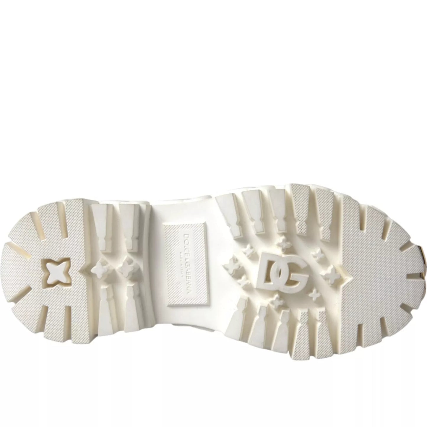 Dolce &amp; Gabbana Stiefeletten aus weißem Leder und Gummi mit Logo