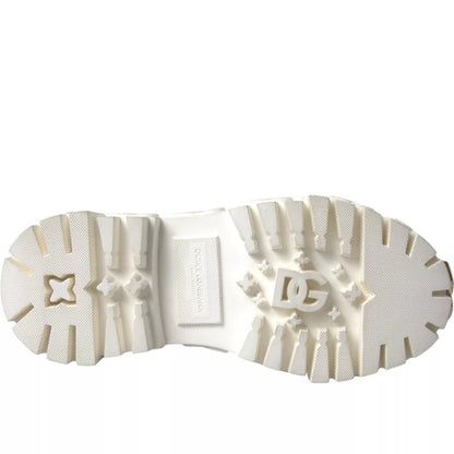 Dolce &amp; Gabbana Stiefeletten aus weißem Leder und Gummi mit Logo