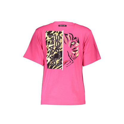 Cavalli Class Rosa Baumwoll-T-Shirt für Damen