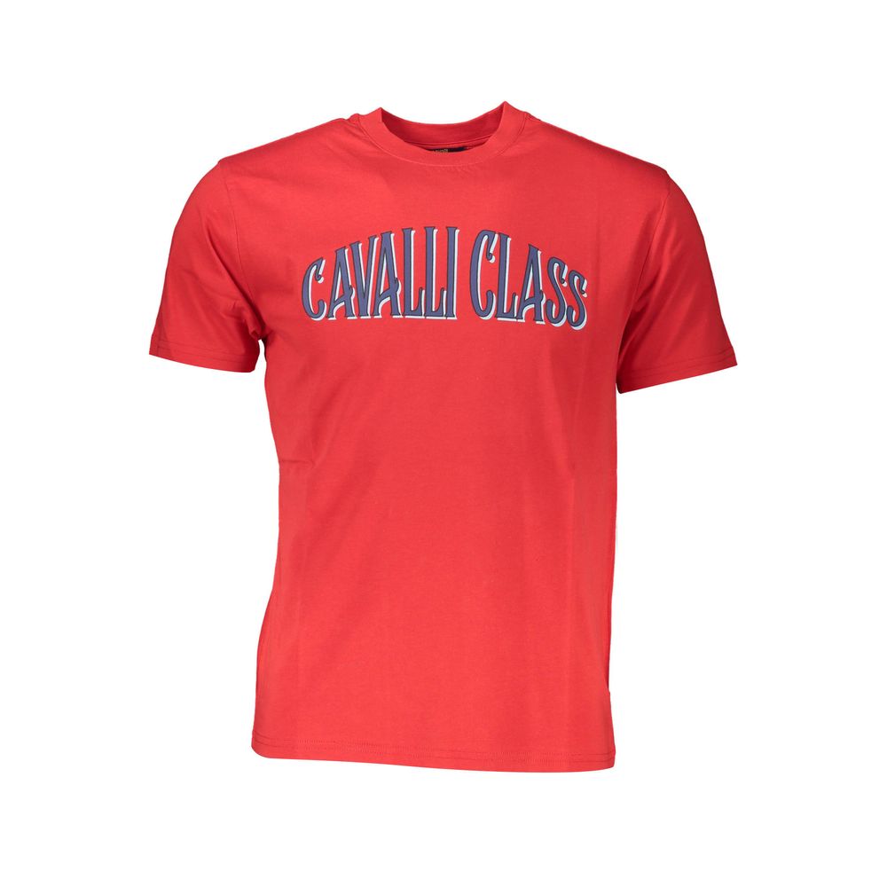 Cavalli Class Rotes Herren-T-Shirt aus Baumwolle