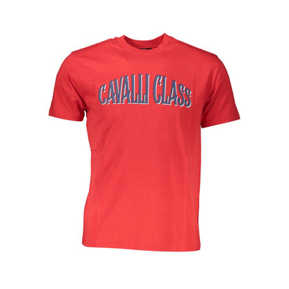 Cavalli Class Rotes Herren-T-Shirt aus Baumwolle