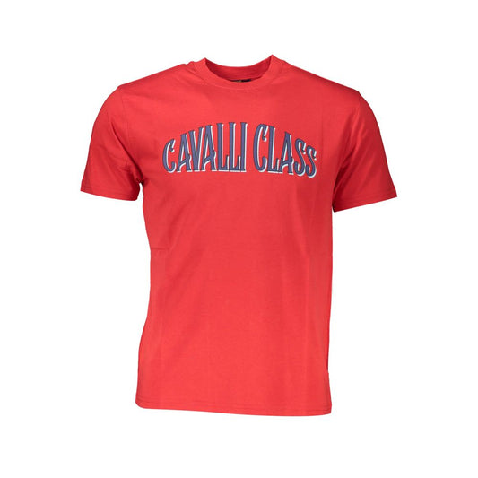 Cavalli Class Rotes Herren-T-Shirt aus Baumwolle