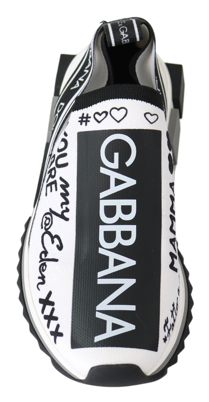 Dolce &amp; Gabbana – Slip-On-Sorrento-Sneaker in Weiß und Schwarz