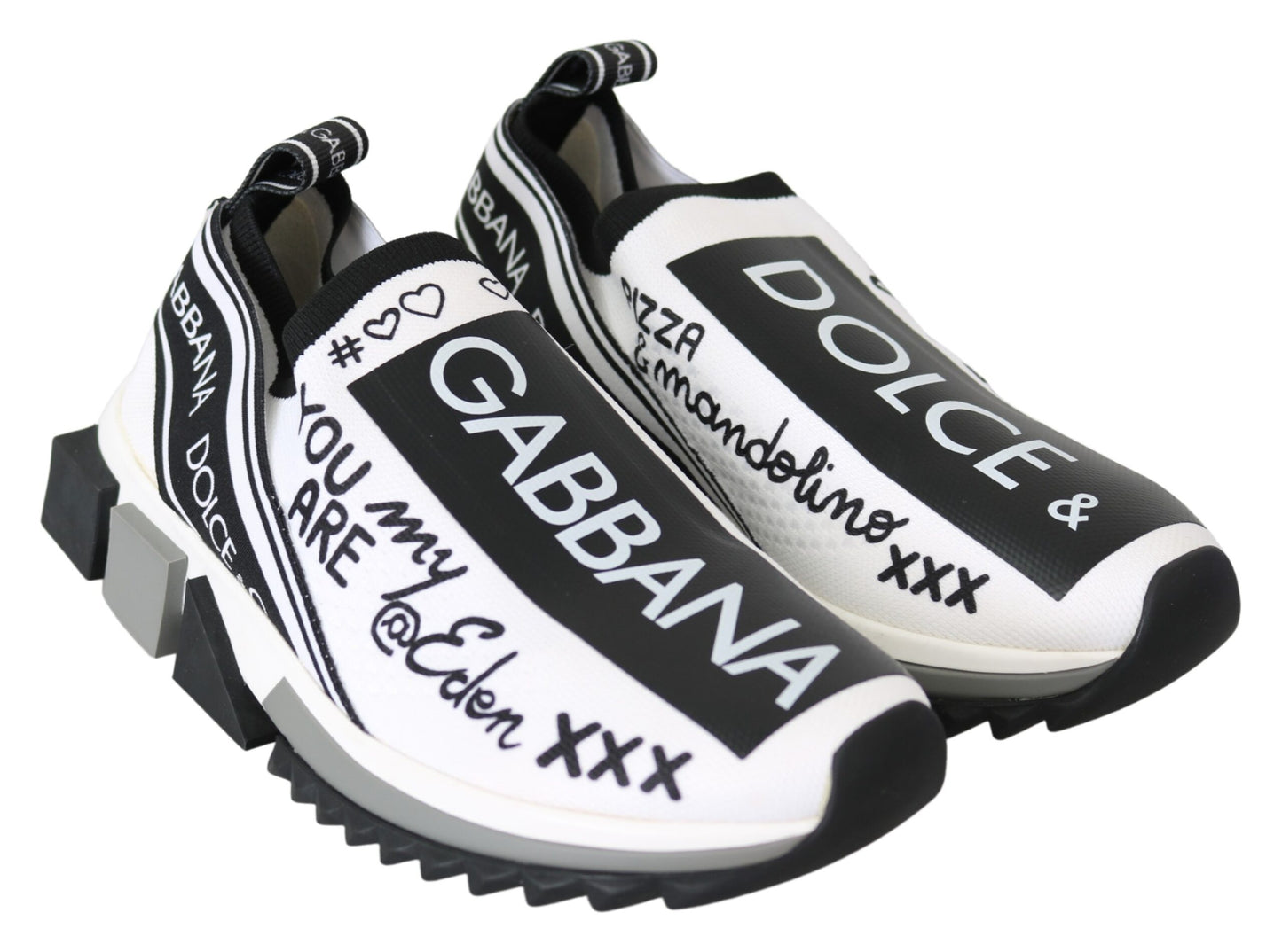 Dolce &amp; Gabbana – Slip-On-Sorrento-Sneaker in Weiß und Schwarz