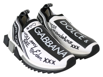 Dolce &amp; Gabbana – Slip-On-Sorrento-Sneaker in Weiß und Schwarz