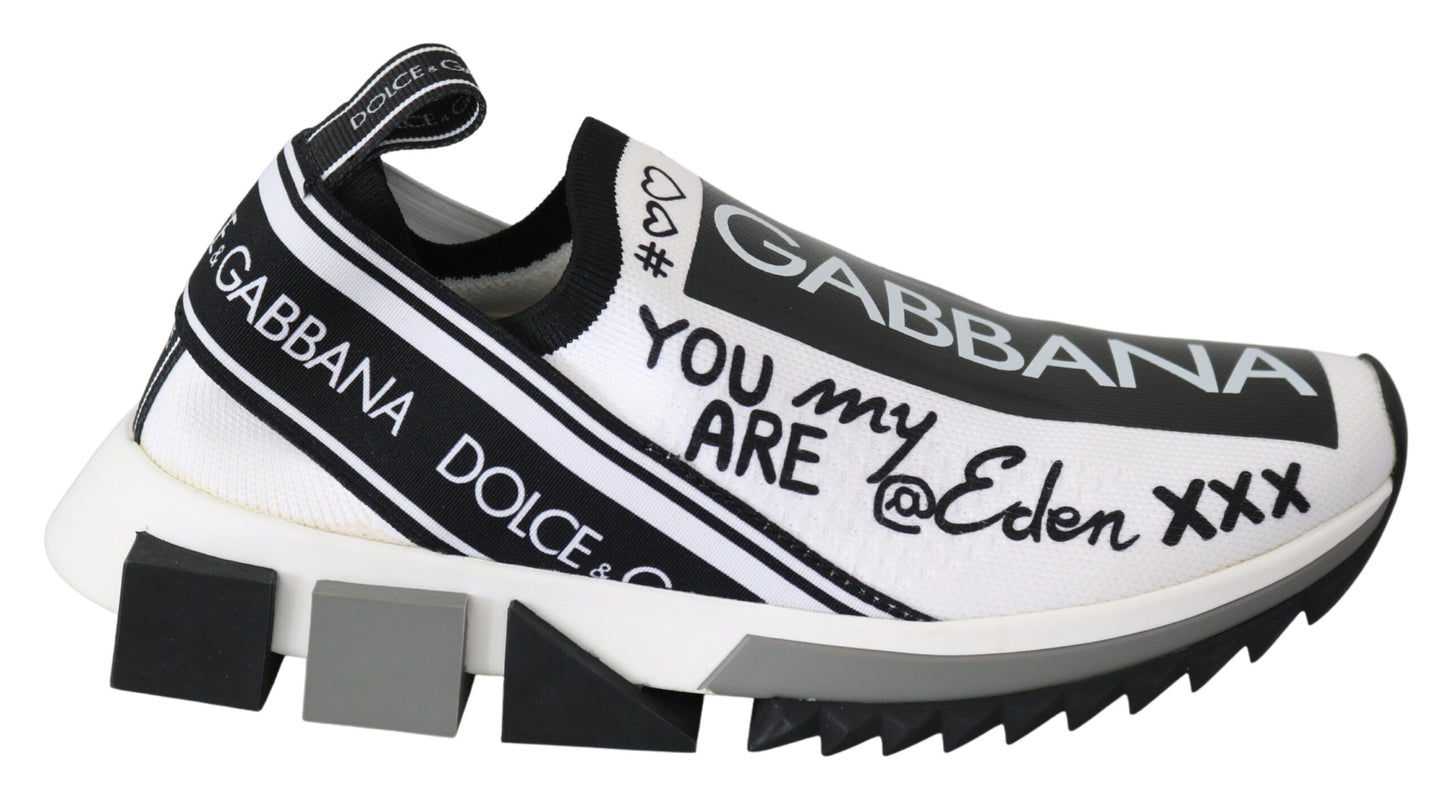 Dolce &amp; Gabbana – Slip-On-Sorrento-Sneaker in Weiß und Schwarz