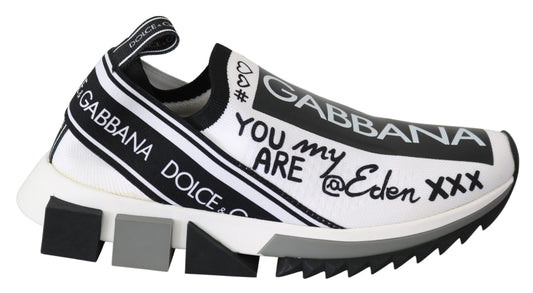 Dolce &amp; Gabbana – Slip-On-Sorrento-Sneaker in Weiß und Schwarz