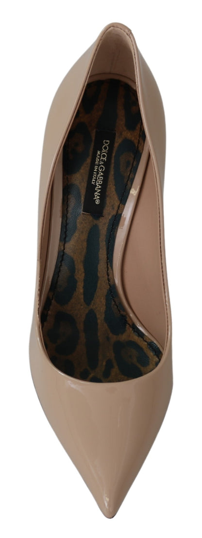 Dolce & Gabbana Beige Patent Leather Stiletto Heel Pumps
