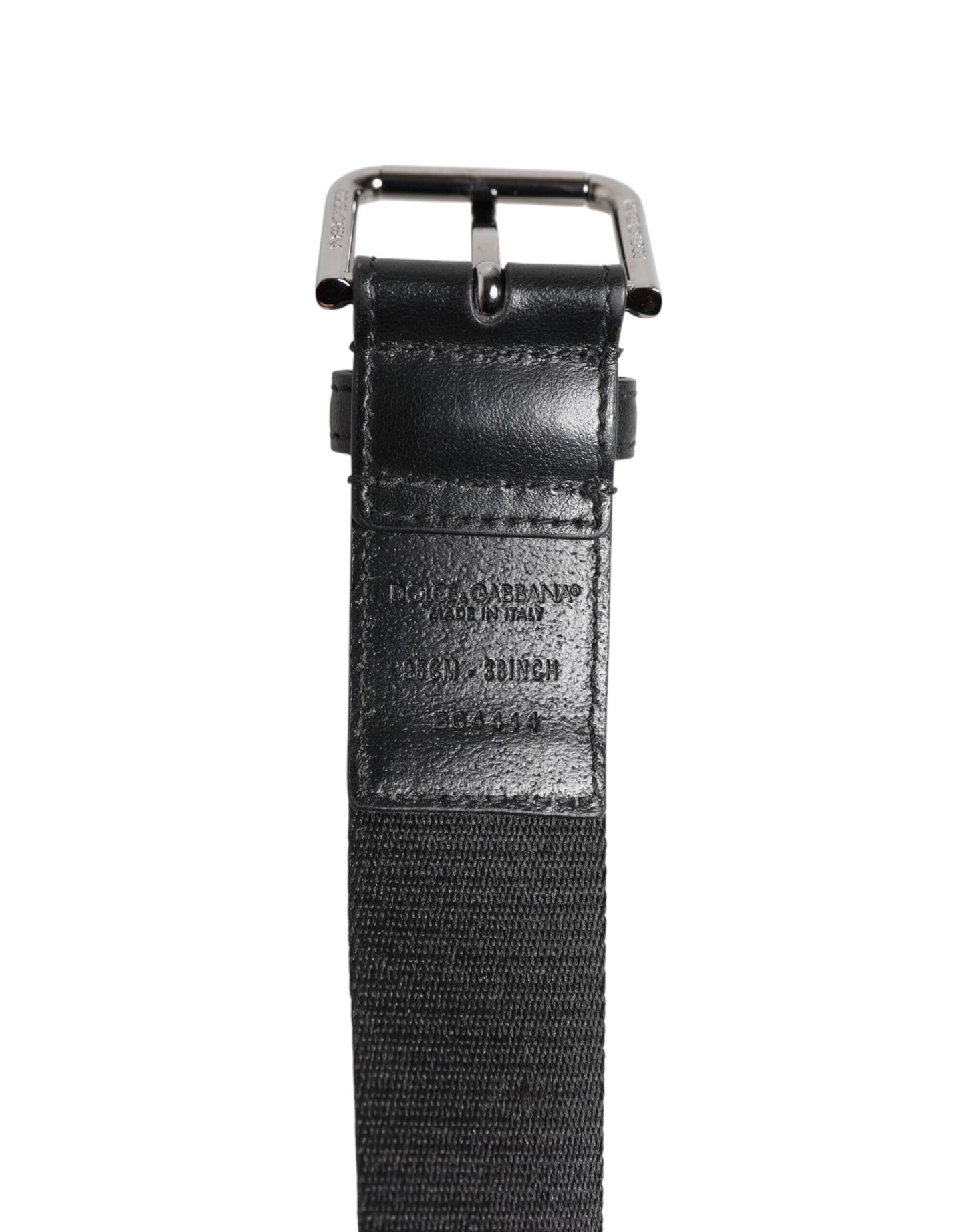 Dolce &amp; Gabbana Gürtel mit schwarzer und blauer DG-Logo-Schnalle aus silbernem Metall