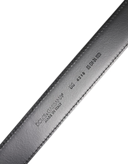 Dolce &amp; Gabbana – Klassischer Gürtel aus schwarzem Kalbsleder mit silberner Schnalle