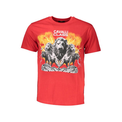 Cavalli Class Rotes Herren-T-Shirt aus Baumwolle