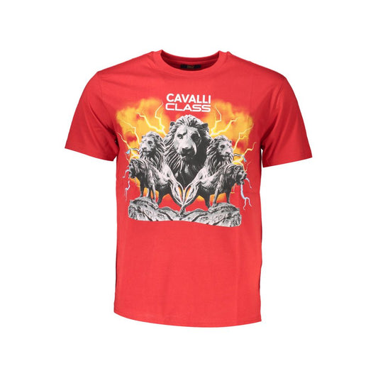 Cavalli Class Rotes Herren-T-Shirt aus Baumwolle