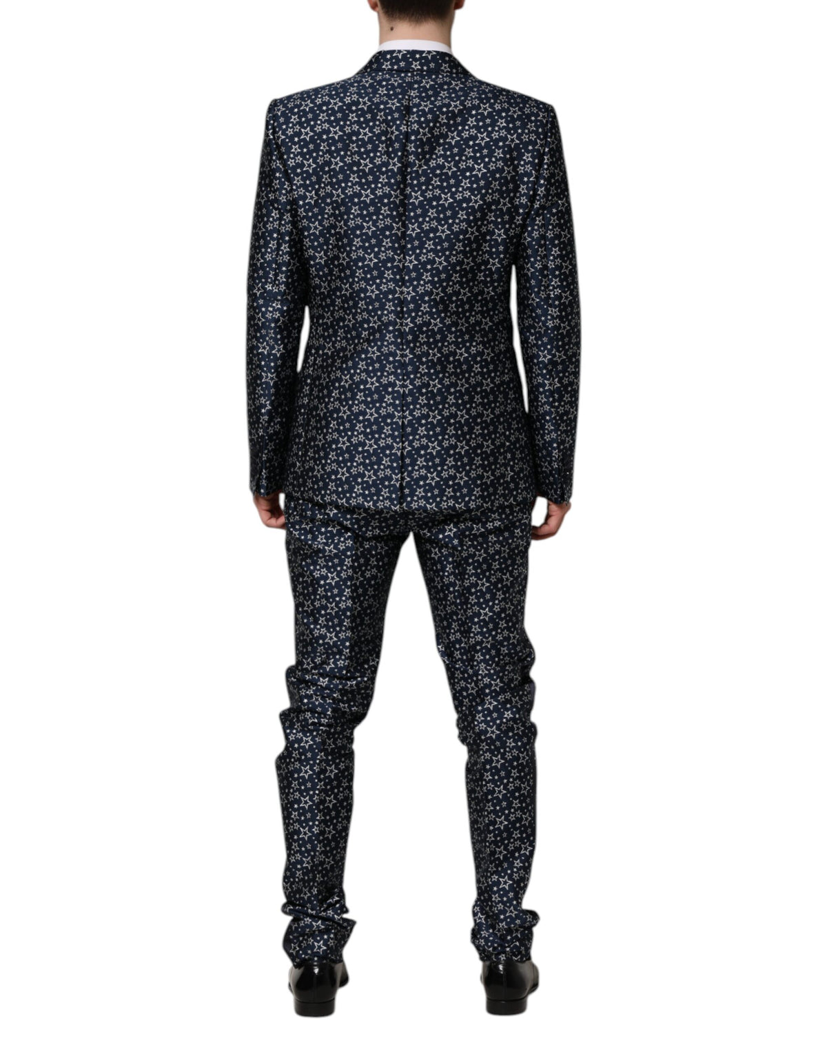 Dolce &amp; Gabbana – Blauer MARTINI-Jacquard-3-teiliger Anzug mit Stern