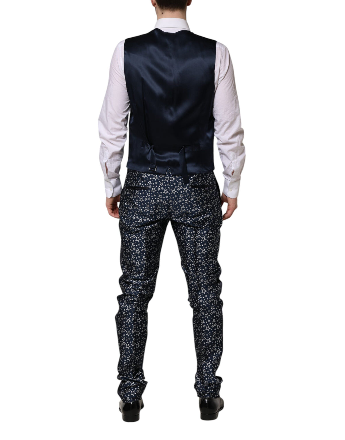 Dolce &amp; Gabbana – Blauer MARTINI-Jacquard-3-teiliger Anzug mit Stern