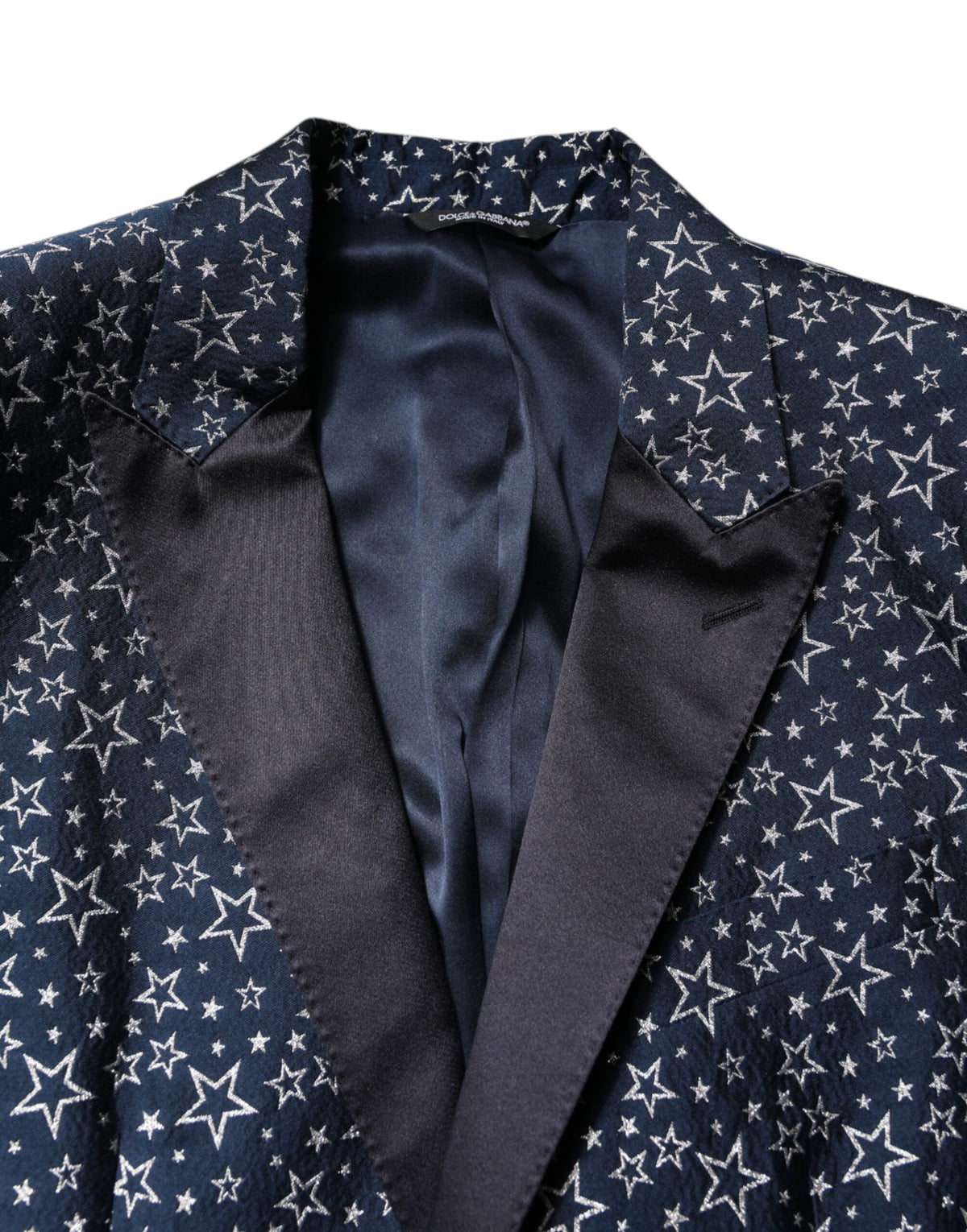 Dolce &amp; Gabbana – Blauer MARTINI-Jacquard-3-teiliger Anzug mit Stern