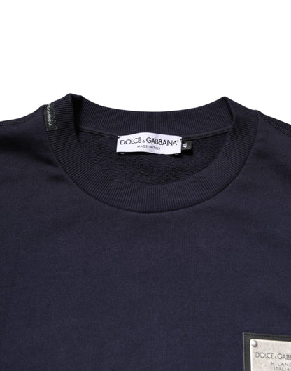 Dolce & Gabbana Dark Blue Logo Crew Neck Pullover Sweater